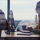 Busy corporate office silhouettes