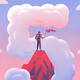 Illustration of person climbing a moutain