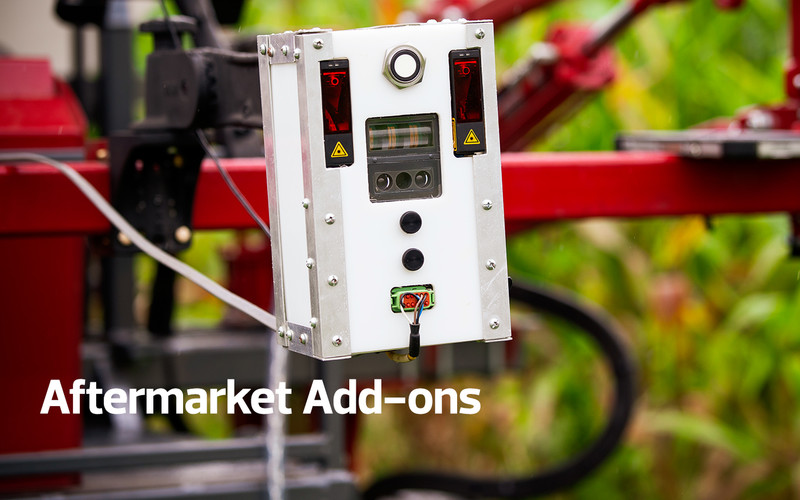 The technology to measure crop indicators includes this sensor array box attached to a tractor.