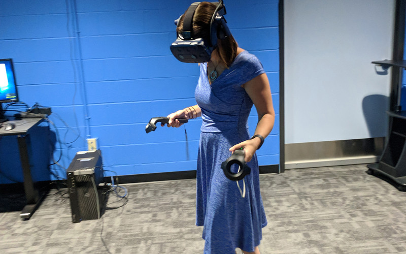 The VISLab also uses portable mixed- and virtual-reality goggles to allow training in smaller areas or locations away from the lab.