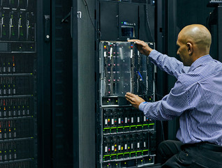 Man working in data center