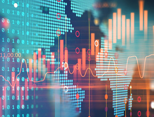 Cyber risk score illustration with a global map behind it 