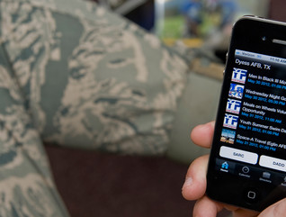 Soldier using a smartphone 
