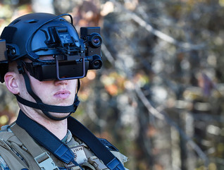A student in the Marine Corps infantry officer course uses the Office of Naval Research-funded Augmented Immersive Team Trainer (AITT) during testing held at Quantico, Va.