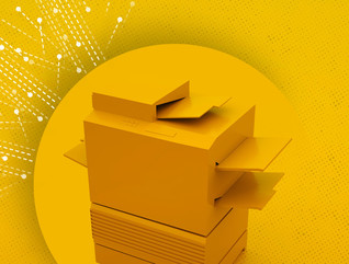 printer on yellow background