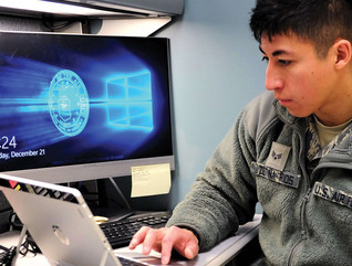 Senior Airman Luis Zetina-Rios, a medical technician at the U.S. Air Force Academy’s Family Health Clinic, uses mobile computing Dec. 21, 2018 to improve patient services. 