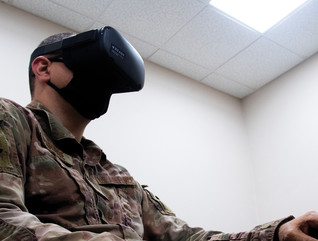 An Airman from the 6th Air Refueling Wing participates in a Virtual Reality suicide prevention training at MacDill Air Force Base, Florida, on Sept. 29, 2021. 