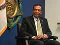 Army CIO Dr. Raj Iyer seen at the Pentagon’s Hall of Heroes Dec. 15, 2020, to recognize Farhan Khan for his new role as Director of Architecture, Data and Standards.