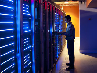 Person in server room