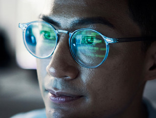 Person coding and programming