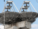 Satellite antennae on a naval ship