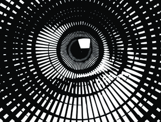 Eye with light beams