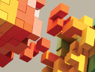 Multicolored blocks stacking together