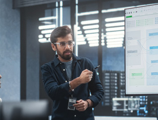 Person giving a presentation in the office