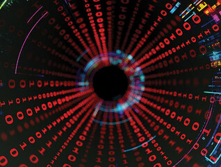 Digital data flow tunnel with binary code
