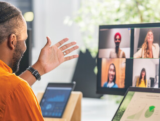 man on a video conference call