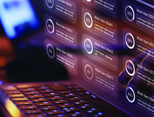 Agile software development on a laptop screen