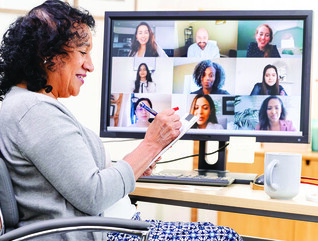 A worker on a Zoom call