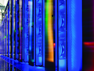 Person exploring data center
