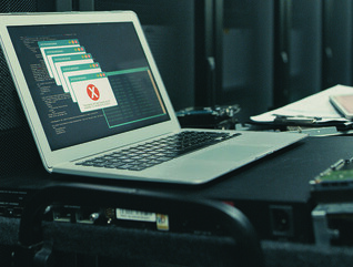 Laptop with an error message