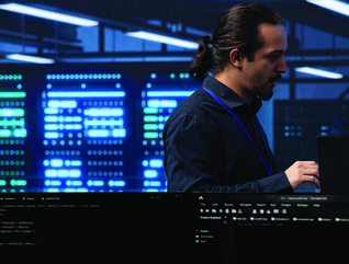IT specialists in server room