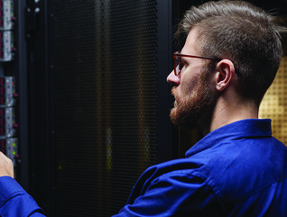 Person working in data center