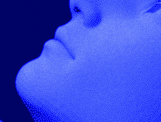 Abstract head made of dots