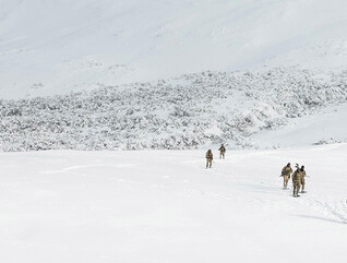 Military members hiking