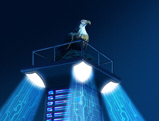 Eagle atop spotlight