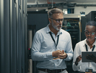 People working in data center