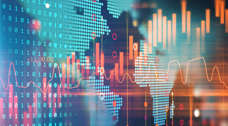 Cyber risk score illustration with a global map behind it 
