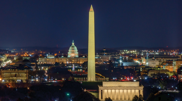 Washington DC skyline at night 