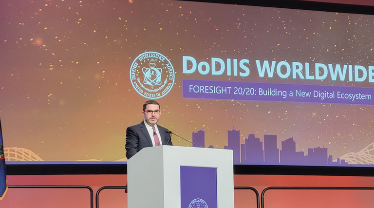 Defense Intelligence Agency CIO Doug Cossa speaking at the 2021 DODIIS Worldwide Conference 