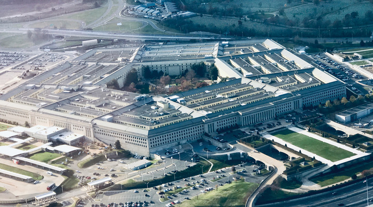 Pentagon building aerial shot 