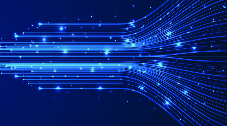 blue lines pointing left and forming an arrow