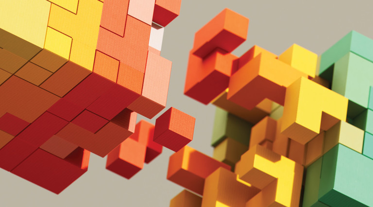 Multicolored blocks stacking together