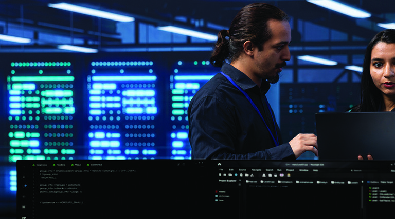 IT specialists in server room