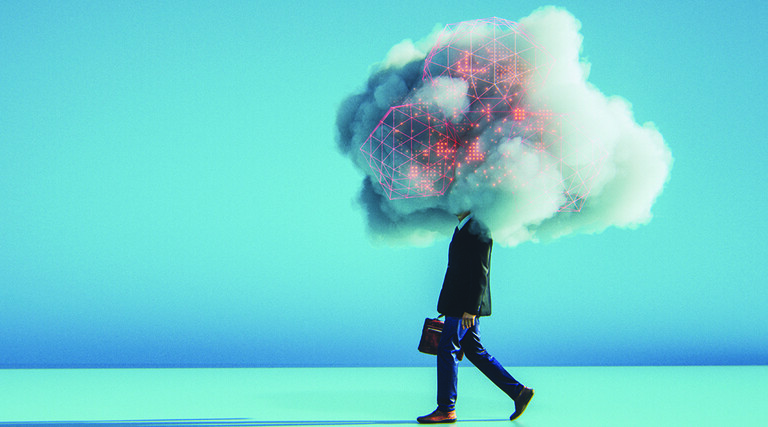 Person with their head in the clouds