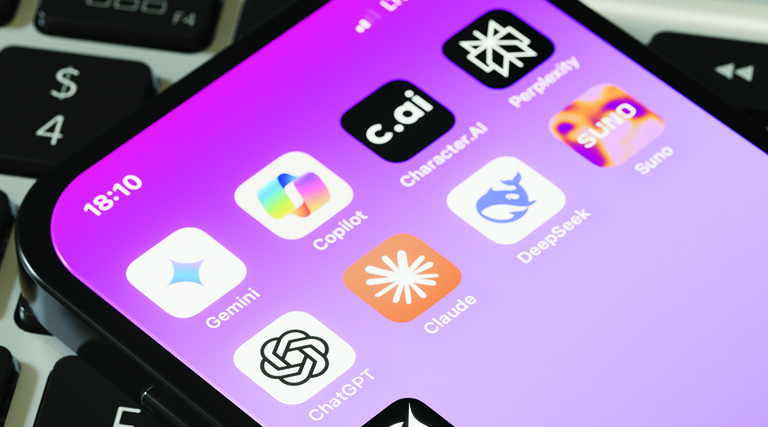 Close up of AI apps on smartphone