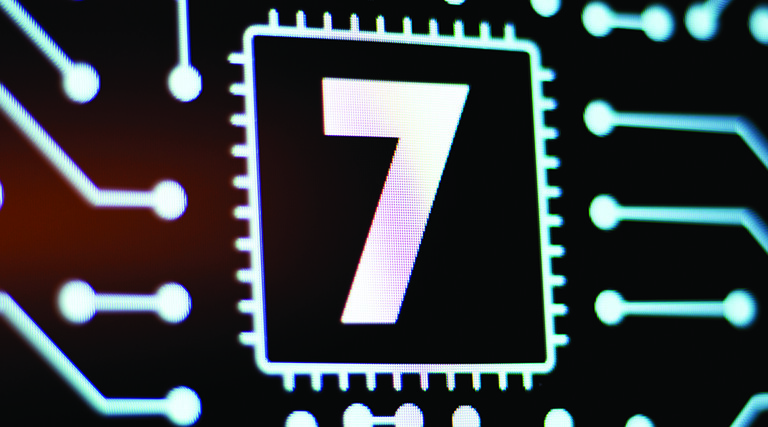 Technology Background and Circuit Board With Number 7