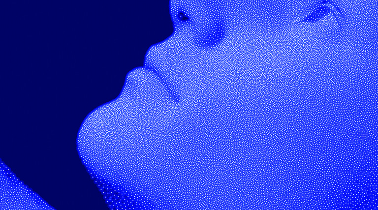 Abstract head made of dots