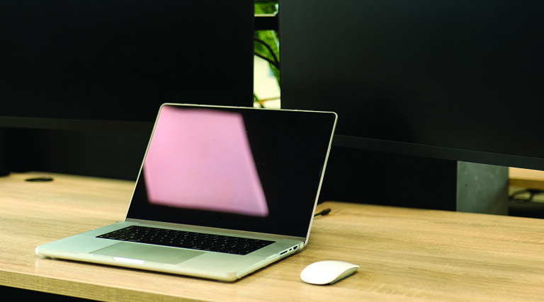 Laptop sitting on desk