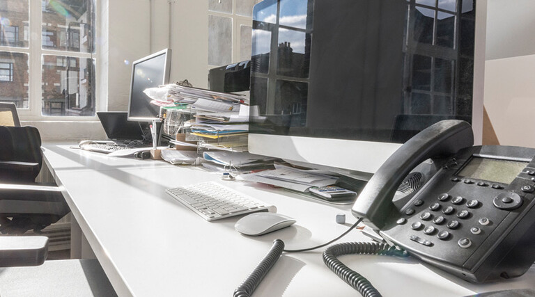 Empty desk in office