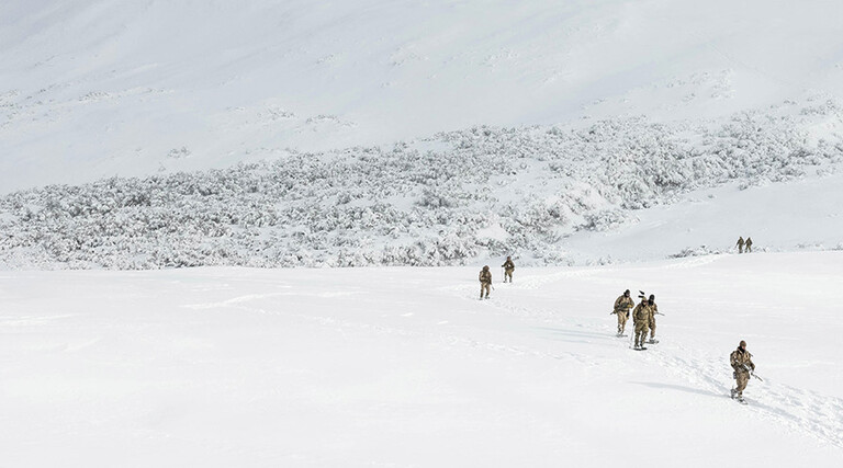 Military members hiking