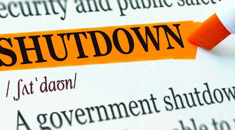Shutdown highlighted on a document