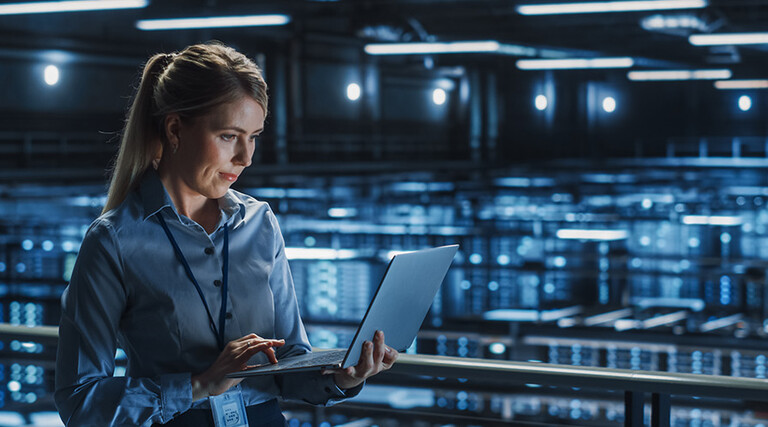 Person working in data center