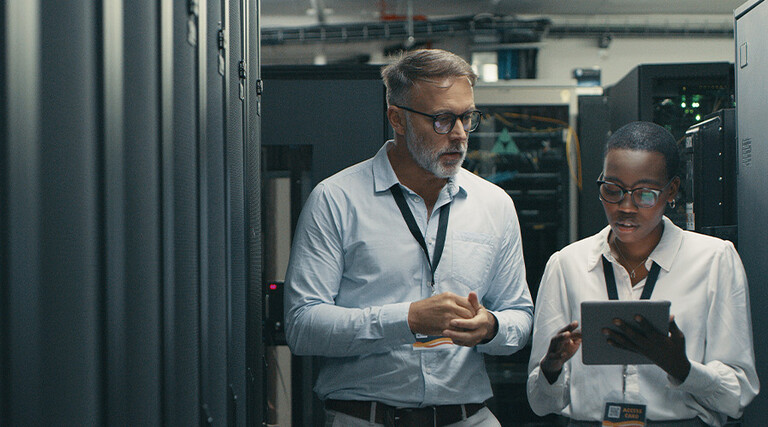 People working in data center