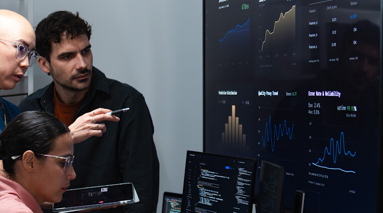 People reviewing data