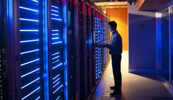 Person in server room