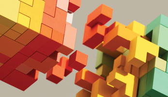 Multicolored blocks stacking together